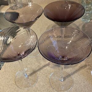 Assorted amethyst cocktail glasses set of 4. Excellent condition 7.25 to 7.50 in